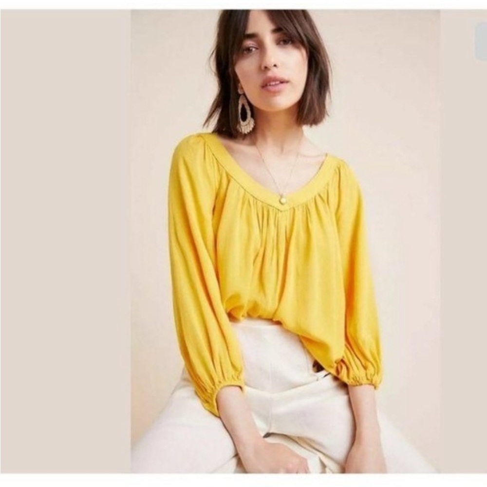 Anthropology Maeve Golden Yellow Blouse